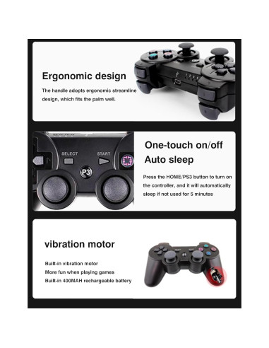 Controlador Inalámbrico 2.4G Guil Vim para PS3/PC con Vibración