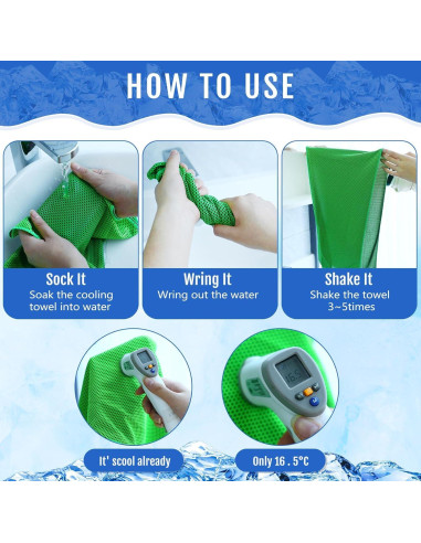 Toallas Enfriadoras Hosuly 12 Piezas 30x100 cm Microfibra