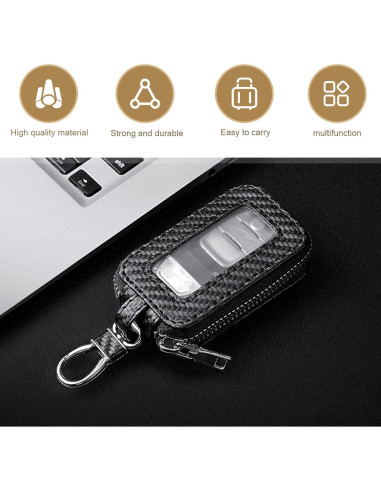 Funda de Llave de Cuero Shakas Fibra de Carbono Negra 1 PC