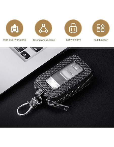 Funda de Llave de Cuero Shakas Fibra de Carbono Negra 1 PC