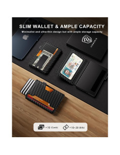 Billetera Slim de Cuero VISWORLD con Bloqueo RFID - Negro 2