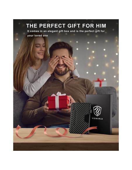 Billetera Slim de Cuero VISWORLD con Bloqueo RFID - Negro Billetera Slim de Cuero VISWORLD con Bloqueo RFID - Negro