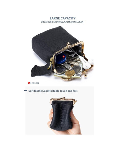 Caja de Joyería y Cartera de Cuero Genuino para Mujeres - Negro