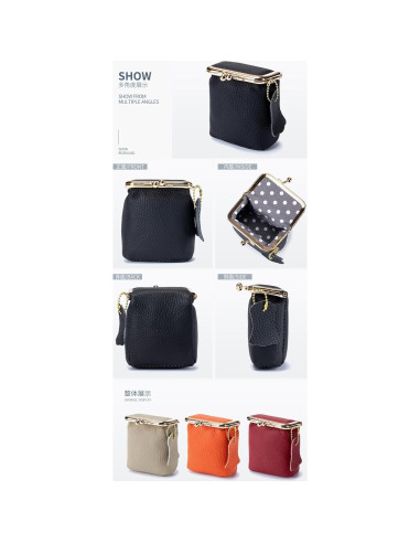 Caja de Joyería y Cartera de Cuero Genuino para Mujeres - Negro