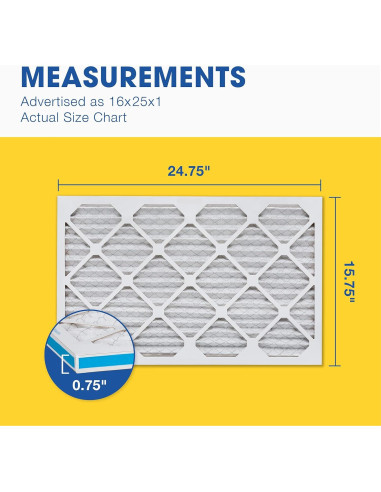 Filtros de Aire Aerostar 16x25x1 MERV 8 - Paquete de 4