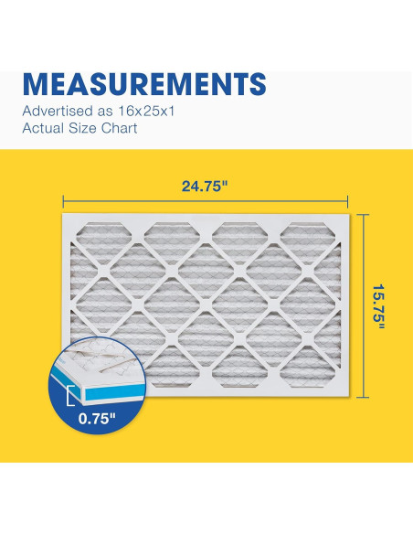 Filtros de Aire Aerostar 16x25x1 MERV 8 - Paquete de 4