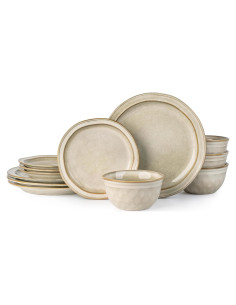 Conjunto de Vajilla de Cerámica AmorArc 12 Piezas para 4 Personas