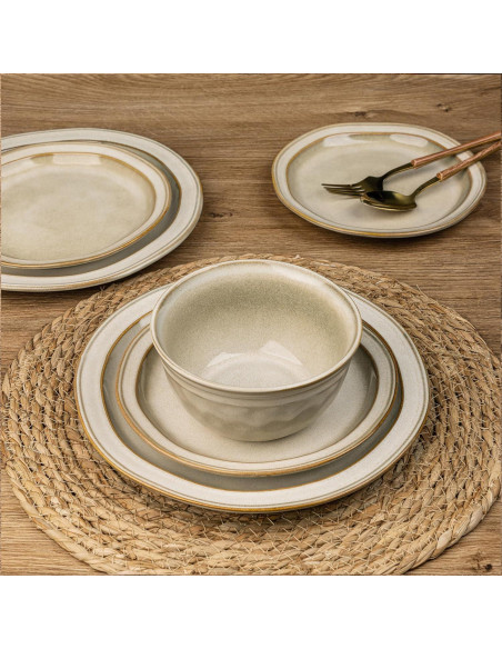 Conjunto de Vajilla de Cerámica AmorArc 12 Piezas para 4 Personas