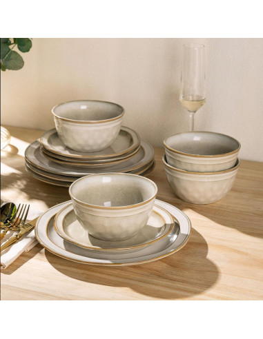 Conjunto de Vajilla de Cerámica AmorArc 12 Piezas para 4 Personas