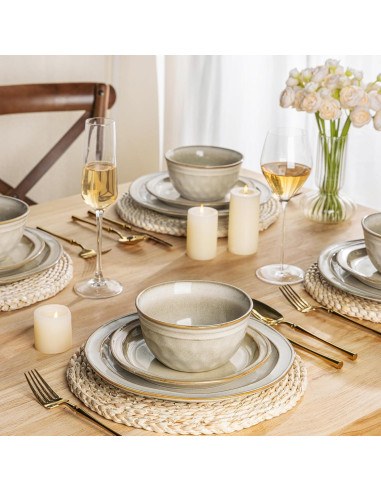 Conjunto de Vajilla de Cerámica AmorArc 12 Piezas para 4 Personas