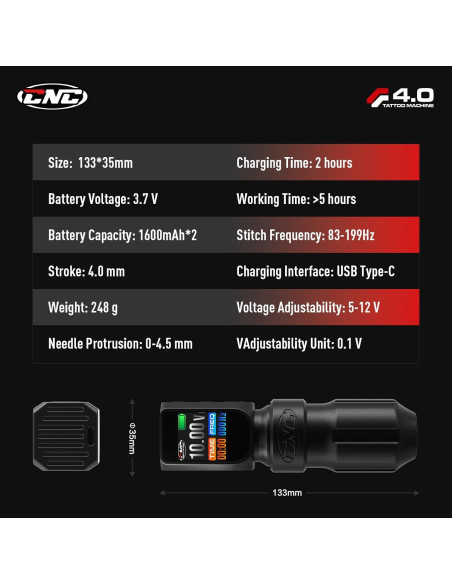 Máquina de Tatuaje Inalámbrica CNC E77PRO con Baterías Duales