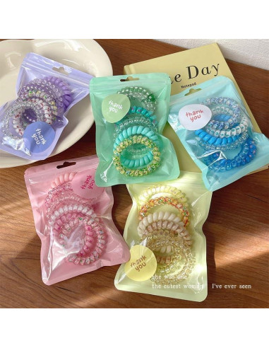 Coletas de Pelo Espirales Chuchu, 6pcs Multicolor para Mujeres