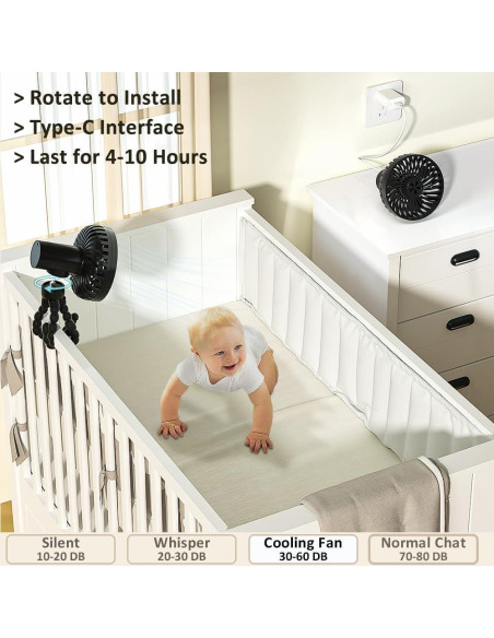 Ventilador Portátil de Cochecito Detexis DX-STROLLERFAN-HEI Negro