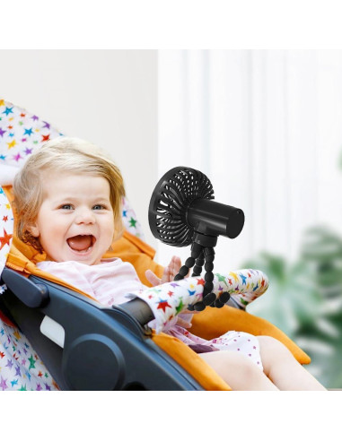 Ventilador Portátil de Cochecito Detexis DX-STROLLERFAN-HEI Negro