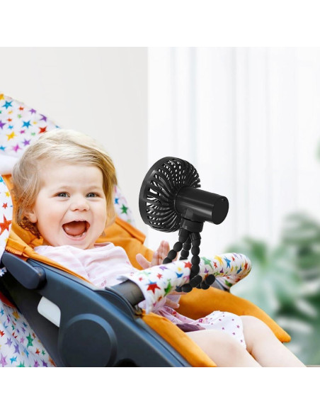 Ventilador Portátil de Cochecito Detexis DX-STROLLERFAN-HEI Negro