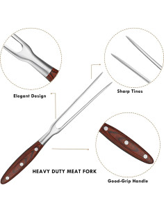 Tenedor de Tallado VOJACO 30 cm Acero Inoxidable Mango Madera 2