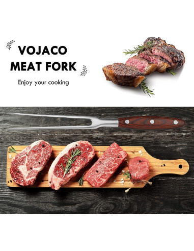 Tenedor de Tallado VOJACO 30 cm Acero Inoxidable Mango Madera