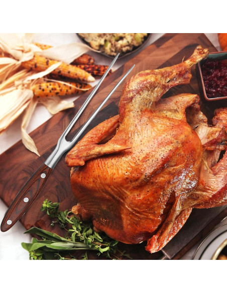 Tenedor de Tallado VOJACO 30 cm Acero Inoxidable Mango Madera