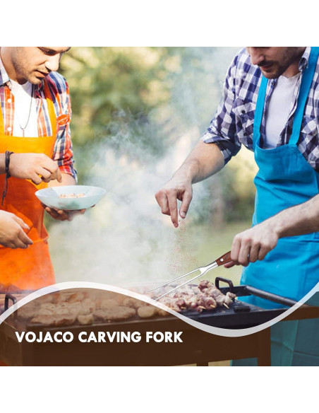 Tenedor de Tallado VOJACO 30 cm Acero Inoxidable Mango Madera