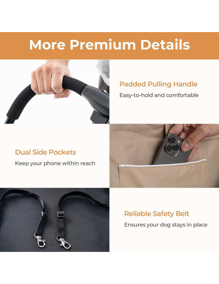 Carrito Doble para Mascotas Giantex Beige, 2 Transportadores Desmontables