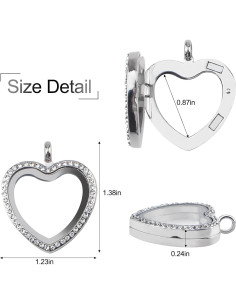 Charm de Foto WANDIC Corazón Oro Rosa 4 Colgantes Rhinestone 2