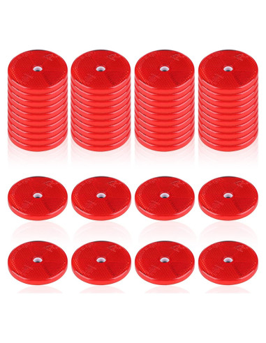 48 Reflectores Redondos de Seguridad Kingdder 6 cm Rojos