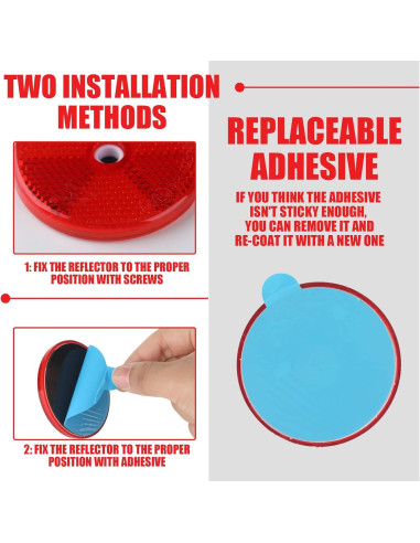 48 Reflectores Redondos de Seguridad Kingdder 6 cm Rojos