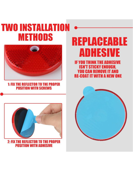 48 Reflectores Redondos de Seguridad Kingdder 6 cm Rojos