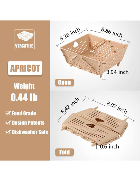 Colador Plegable DOPMEP Albaricoque 20x20 cm Libre BPA