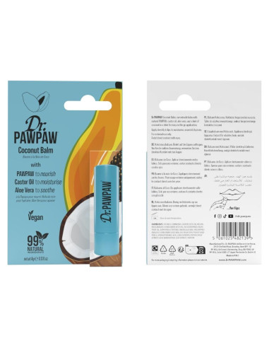 Bálsamo Labial Dr. PawPaw Coco 3.7g - Hidratante con Aloe Vera