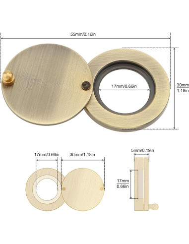 Cubierta de Mirilla de Latón Macizo Bronce Antiguo 30mm