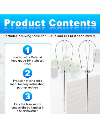 2 Accesorios de Batidores de Mezclador Lyreh X19092 Acero Inoxidable