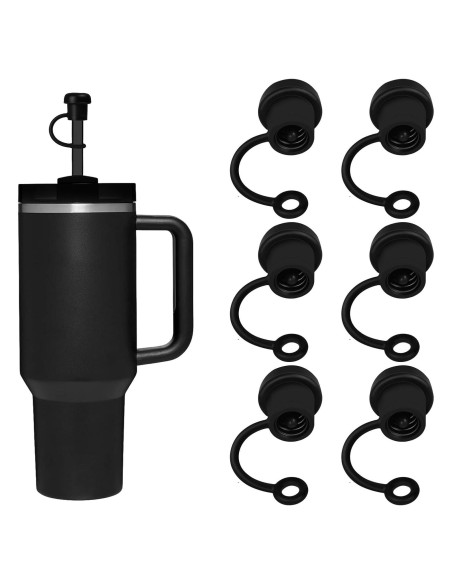 Paquete de 6 Tapas Ajustables de Silicona Cfyouend - Negro Paquete de 6 Tapas Ajustables de Silicona Cfyouend - Negro