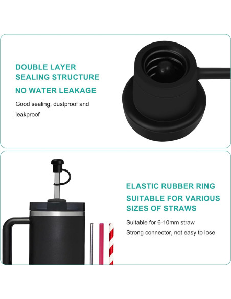 Paquete de 6 Tapas Ajustables de Silicona Cfyouend - Negro Paquete de 6 Tapas Ajustables de Silicona Cfyouend - Negro