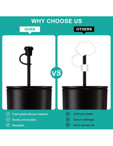 Paquete de 6 Tapas Ajustables de Silicona Cfyouend - Negro