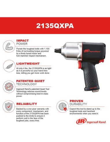 Llave de Impacto Neumática Ingersoll Rand 2135QXPA 1490.3 Nm