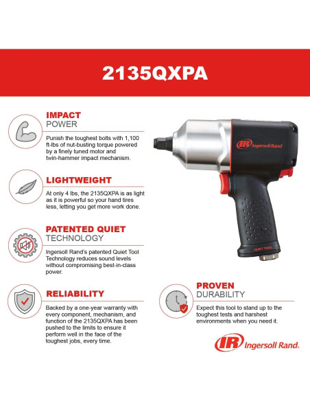 Llave de Impacto Neumática Ingersoll Rand 2135QXPA 1490.3 Nm