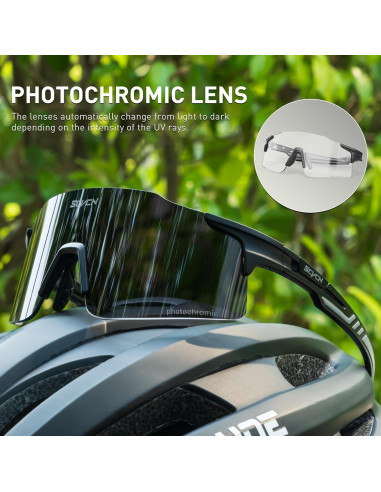 Gafas de Ciclismo Fotoquímicas SCVCN UV400 Marco Negro