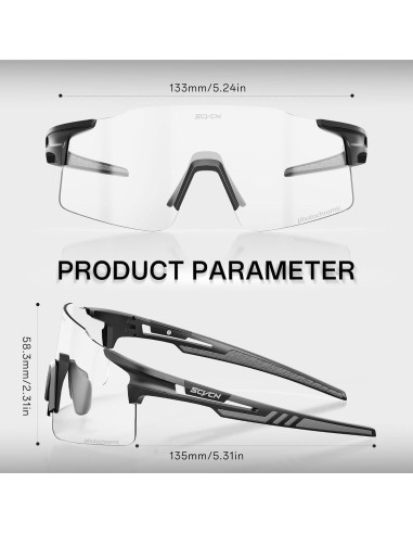 Gafas de Ciclismo Fotoquímicas SCVCN UV400 Marco Negro
