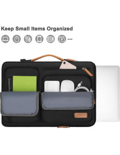 Bolsa Protectora para Laptop MOSISO 13" Negra con 4 Bolsillos 2