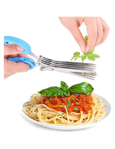 Tijeras de Hierbas INVODA de Acero Inoxidable 5 Cuchillas 19cm