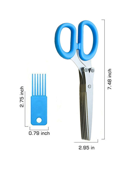 Tijeras de Hierbas INVODA de Acero Inoxidable 5 Cuchillas 19cm