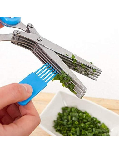 Tijeras de Hierbas INVODA de Acero Inoxidable 5 Cuchillas 19cm