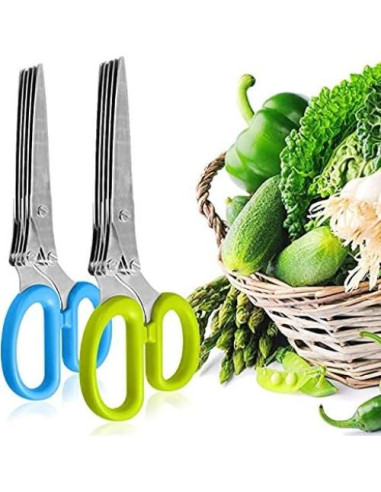 Tijeras de Hierbas INVODA de Acero Inoxidable 5 Cuchillas 19cm