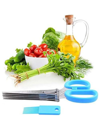 Tijeras de Hierbas INVODA de Acero Inoxidable 5 Cuchillas 19cm