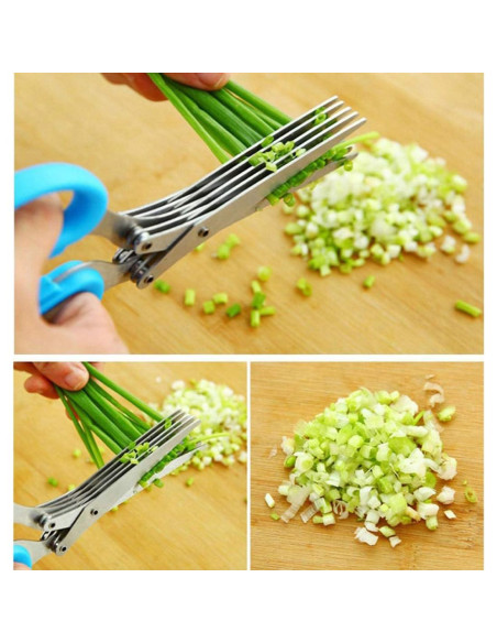 Tijeras de Hierbas INVODA de Acero Inoxidable 5 Cuchillas 19cm