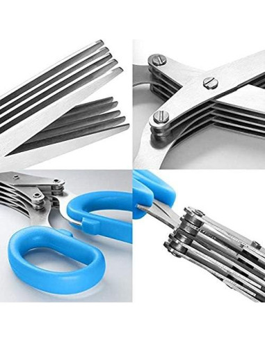 Tijeras de Hierbas INVODA de Acero Inoxidable 5 Cuchillas 19cm