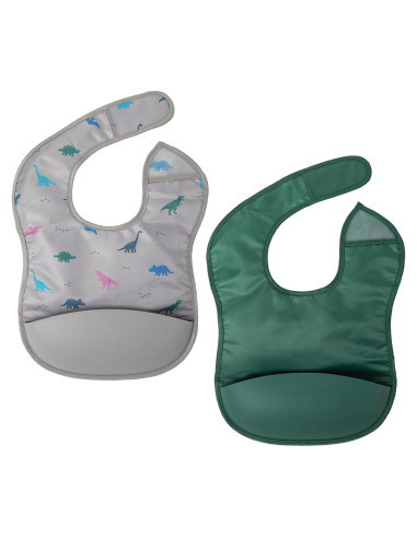 Baberos de Silicona Tiny Twinkle - Impermeables, 2 Piezas