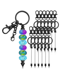 12 Piezas Llaveros con Cuentas Negras ROADPLUM DIY