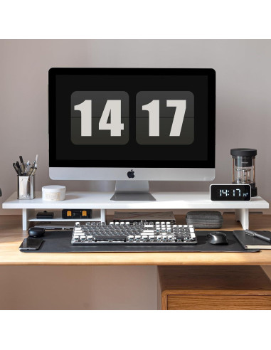 Soporte Doble Monitor ROCDEER de Bambú Blanco 100 cm 136 kg